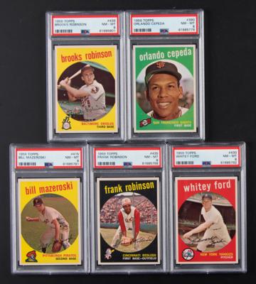 Lot #1790 1959 Topps Baseball Lot of (5) HOFers - All PSA NM-MT 8