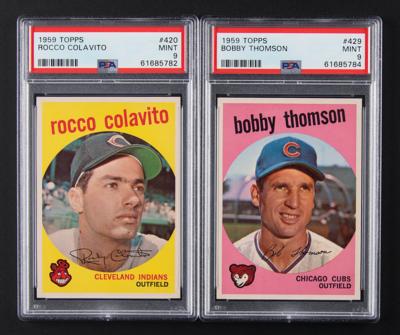 Lot #1828 1959 Topps #420 Rocco Colavito and #429 Bobby Thomson - Both PSA MINT 9 - Image 1