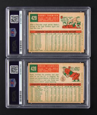 Lot #1828 1959 Topps #420 Rocco Colavito and #429 Bobby Thomson - Both PSA MINT 9 - Image 2