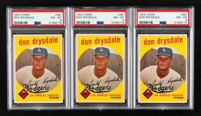 Lot #1835 1959 Topps Lot of (3) #387 Don Drysdale - All PSA NM-MT 8 - Image 1