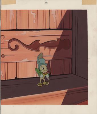 Lot #1351 Jiminy Cricket production cel from Pinocchio - Image 1
