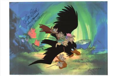 Lot #1399 Jeremy, Mrs. Brisby, and children limited edition cel from The Secret of NIMH signed by the film's producers