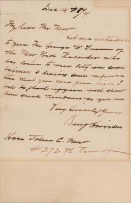 Lot #1043 Benjamin Harrison Autograph Letter Signed