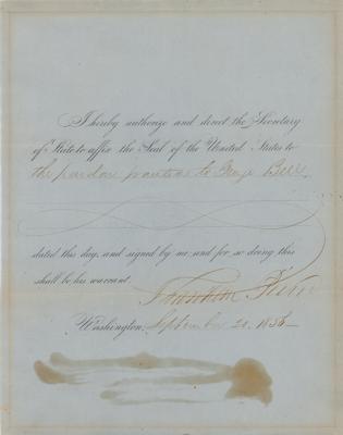 Lot #1062 Franklin Pierce Document Signed as President