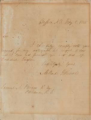 Lot #1040 Millard Fillmore Autograph Letter Signed