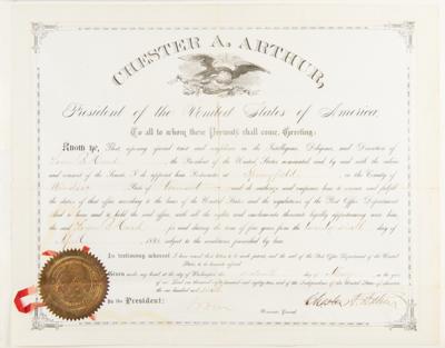 Lot #1009 Chester A. Arthur Document Signed as President