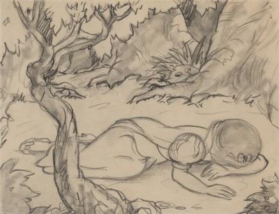 Lot #1427 Snow White production storyboard drawing from Snow White and the Seven Dwarfs