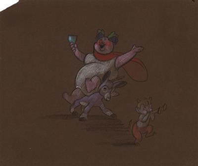 Lot #1352 Bacchus, Jacchus, and Satyr production concept storyboard painting from Fantasia