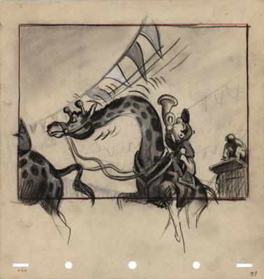 Lot #1441 Boy and Giraffe concept storyboard drawing from Dumbo