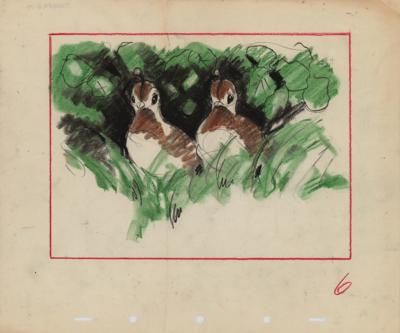 Lot #1446 Quail concept storyboard drawing from Bambi - Image 1