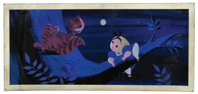 Lot #1390 Mary Blair concept painting of Alice and Cheshire Cat from Alice in Wonderland - Image 1
