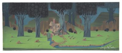 Lot #1395 Eyvind Earle concept painting of Aurora's Cottage from Sleeping Beauty - Image 1
