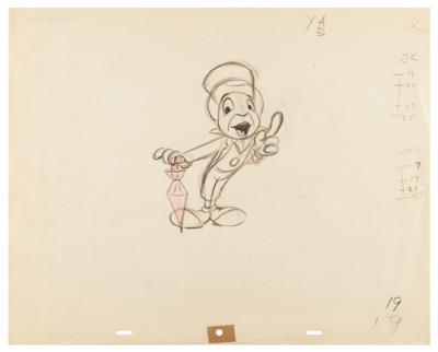 Lot #1454 Jiminy Cricket production drawing from The Mickey Mouse Club - Image 1