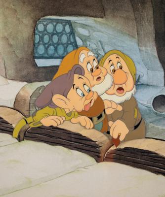 Lot #1331 Dopey, Happy, and Sneezy production cel from Snow White and the Seven Dwarfs - Image 2