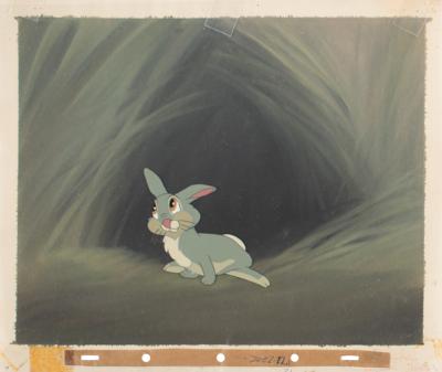 Lot #1360 Thumper production cel and master background set-up from Bambi