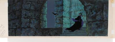 Lot #1376 Maleficent and Diablo production cels and Eyvind Earle background from Sleeping Beauty - Image 2