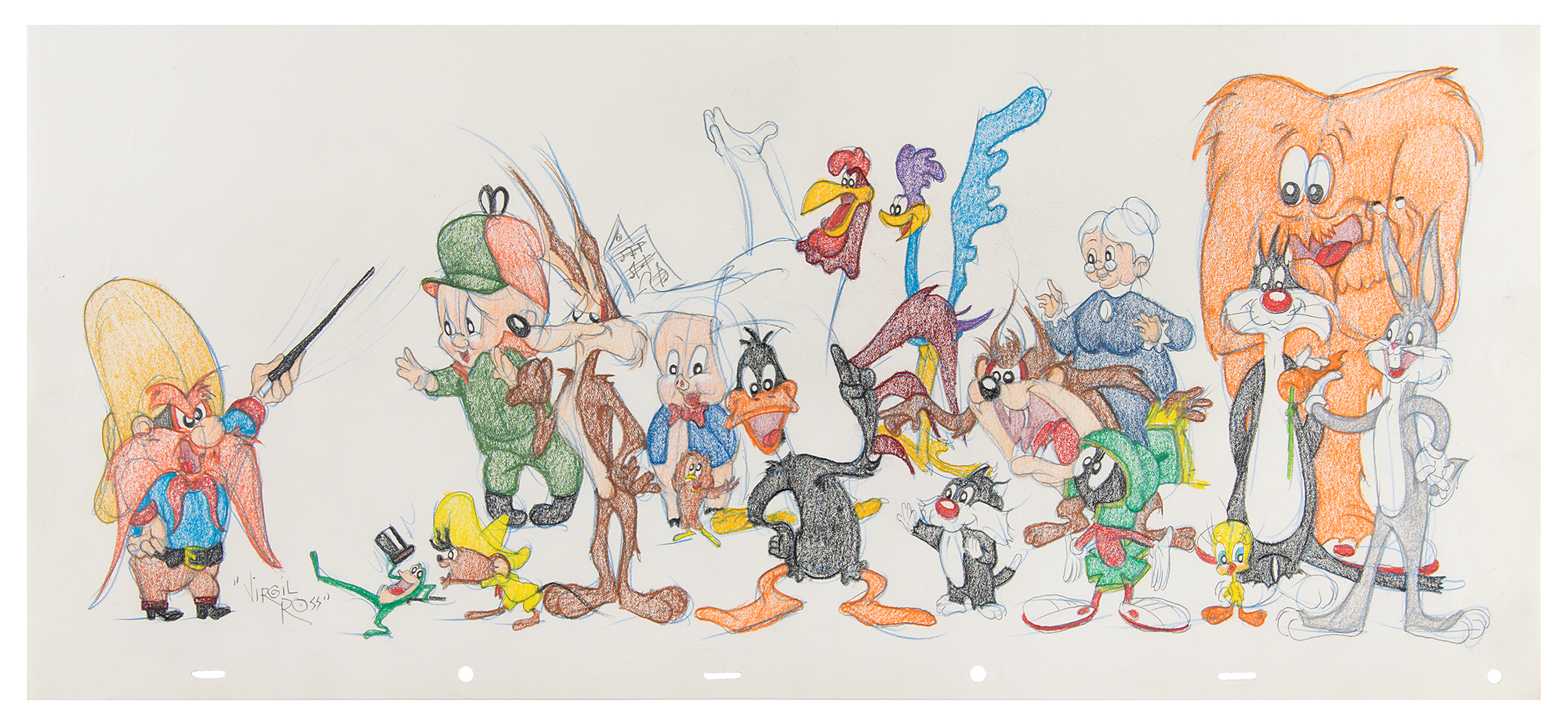 Looney Tunes panorama drawing by Virgil Ross | RR Auction