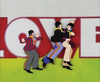 Lot #1400 Paul McCartney, John Lennon, and Ringo Starr production cels from Yellow Submarine