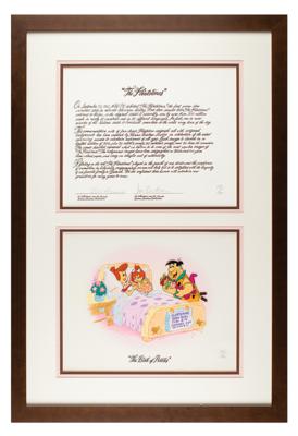 Lot #1489 Bill Hanna and Joe Barbera signed limited edition serigraph cel display entitled 'The Birth of Pebbles'