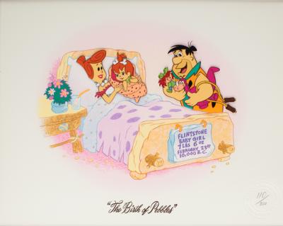 Lot #1489 Bill Hanna and Joe Barbera signed limited edition serigraph cel display entitled 'The Birth of Pebbles' - Image 2