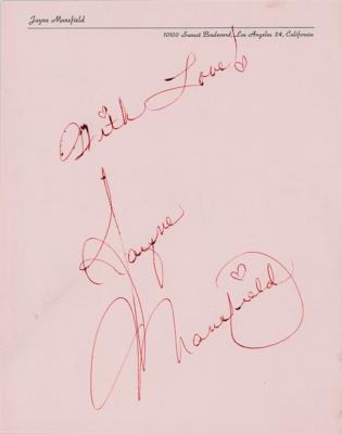 Lot #1742 Jayne Mansfield Signature