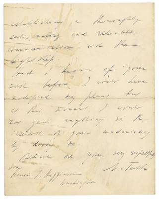 Lot #273 Nikola Tesla Autograph Letter Signed - Image 3