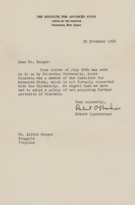 Lot #272 Robert Oppenheimer Typed Letter Signed