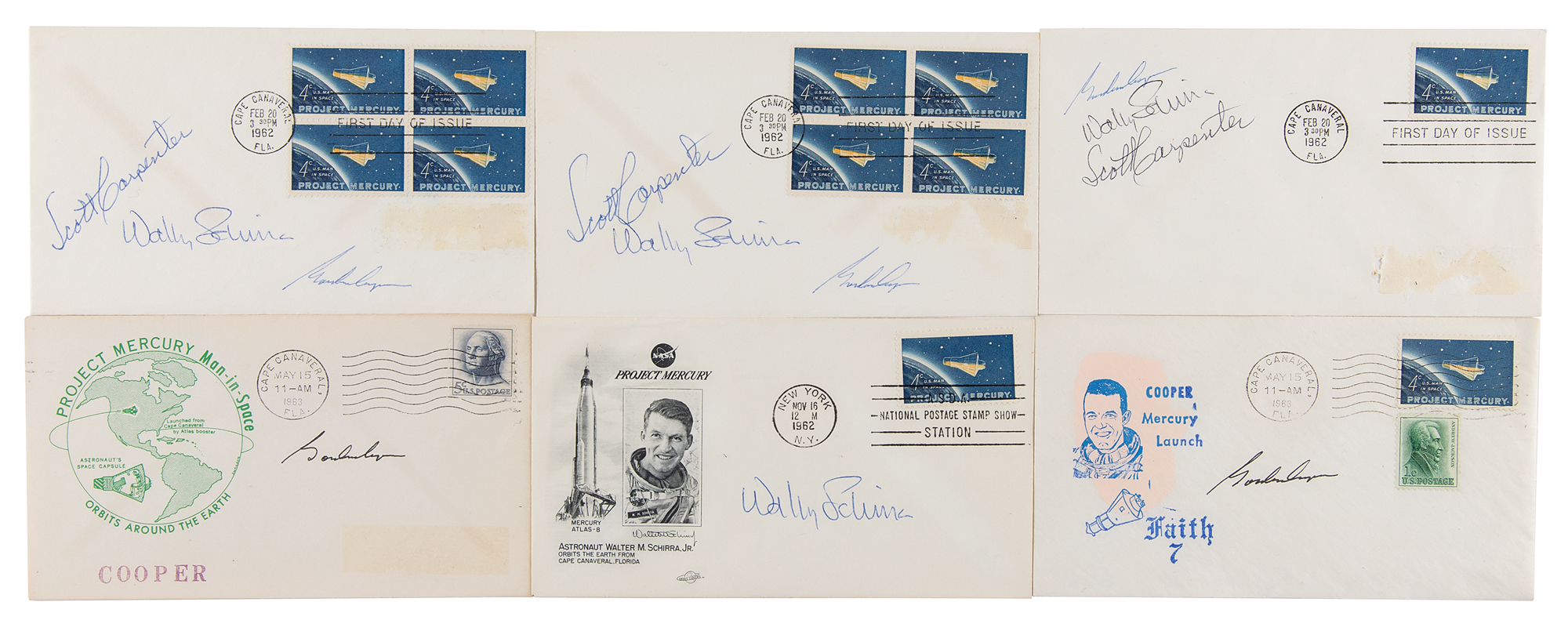 Lot #53 Mercury Astronauts (6) Signed Covers
