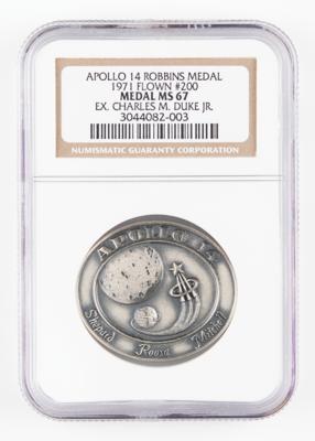 Lot #80 Charlie Duke's Apollo 14 Flown Robbins Medallion