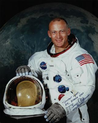 Lot #74 Buzz Aldrin Signed Oversized Photograph