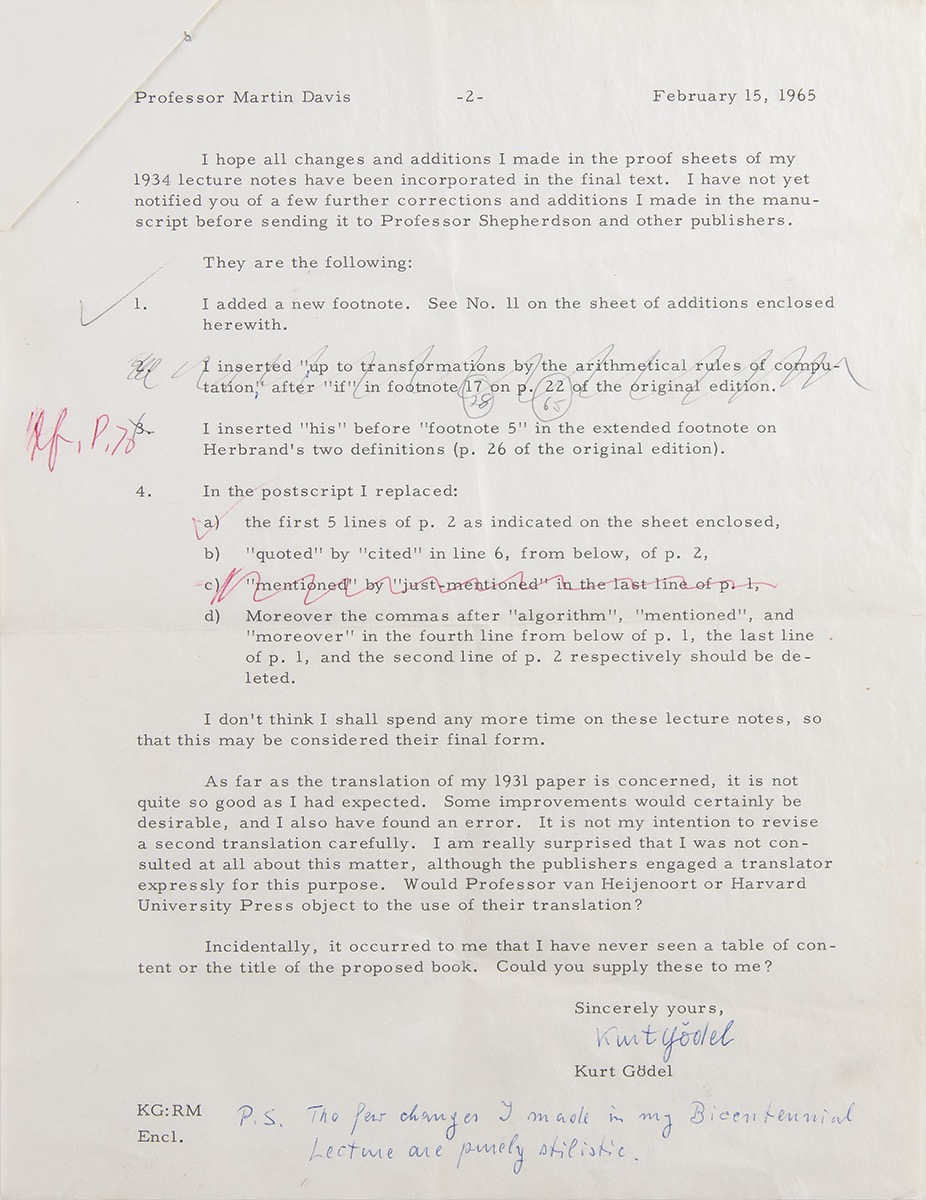 Lot #267 Kurt Godel Typed Letter Signed - Image 2