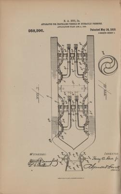 Lot #275 Henry A. Duc, Jr. Hydraulic Pressure Turbine Patent Lithograph - Image 2
