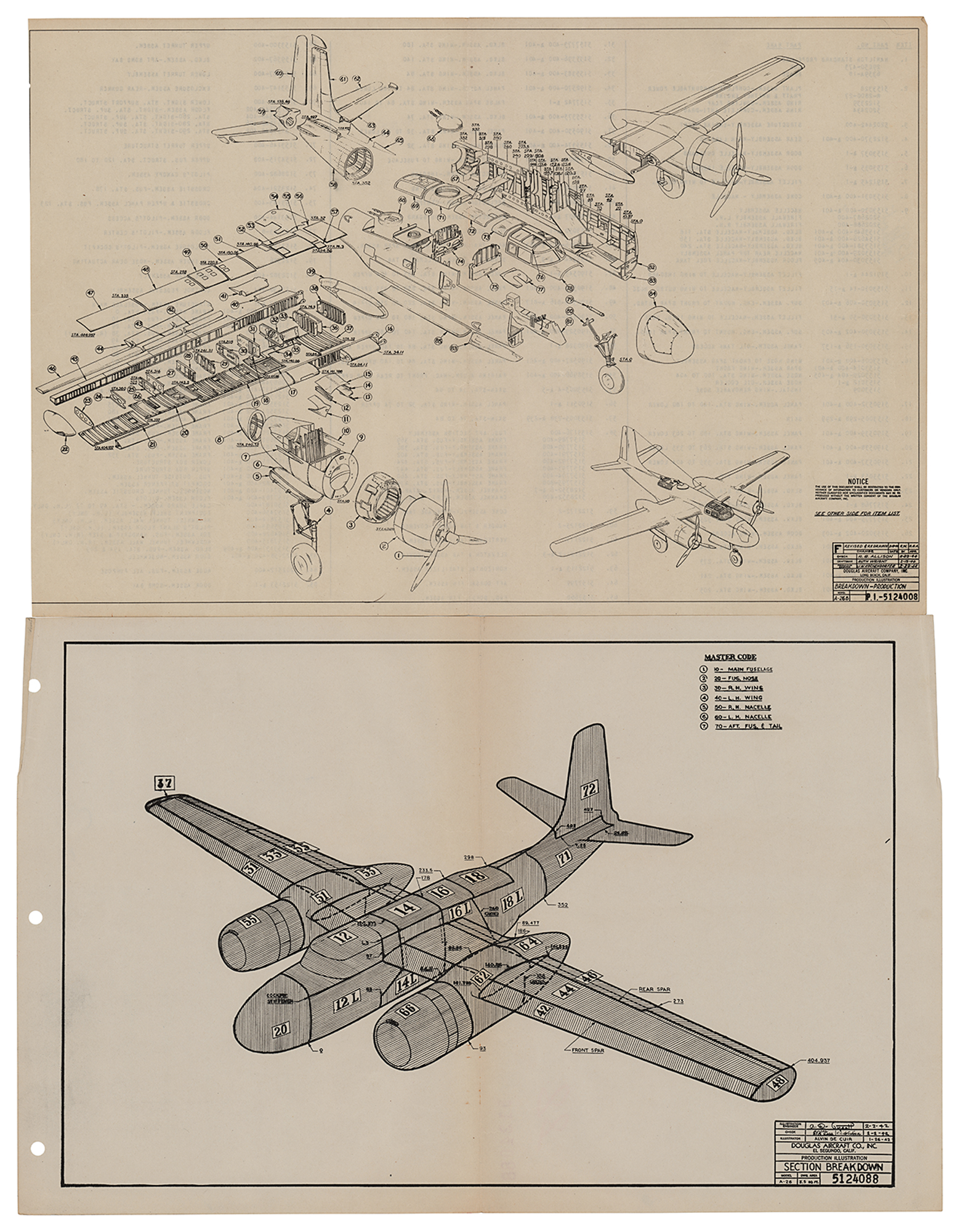 Lot #149 World War II: Douglas A-26 Invader (2) Production Illustrations