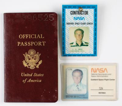 Lot #48 Otto Berg's Passport and NASA Badges