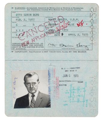 Lot #48 Otto Berg's Passport and NASA Badges - Image 2