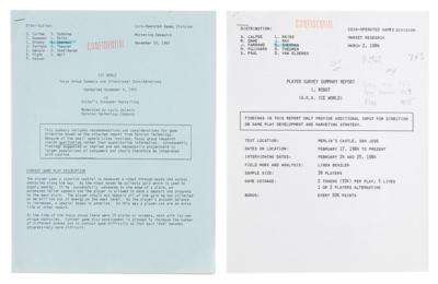 Lot #313 Atari 'I, Robot' Market Research Player Survey Reports from the collection of David Sherman