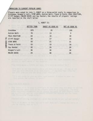 Lot #313 Atari 'I, Robot' Market Research Player Survey Reports from the collection of David Sherman - Image 10