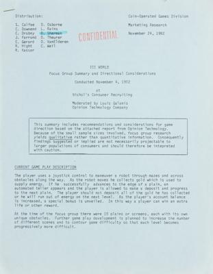 Lot #313 Atari 'I, Robot' Market Research Player Survey Reports from the collection of David Sherman - Image 2