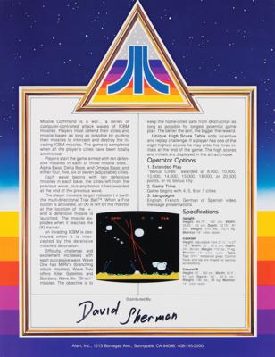 Lot #311 Atari 1980 Missile Command and Arcade Games Advertising Packet from the collection of David Sherman - Image 5