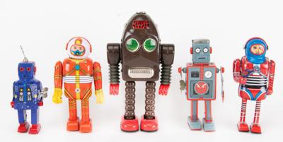 Lot #217 Lot of (5) Retro Toy Robots from the collection of Andres Serrano