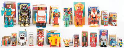 Lot #209 Vintage Lot of (22) Boxed Robots from the collection of Andres Serrano