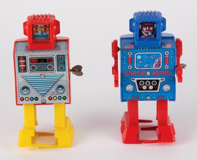 Lot #208 Vintage Lot of (2) Wind-up Space Robots by Mego/Hiro from the collection of Andres Serrano