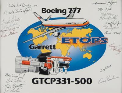 Lot #136 Aircraft Engine Turbine Bookends and Boeing 777 Signed Print - Image 3