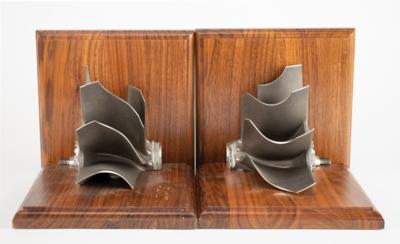 Lot #136 Aircraft Engine Turbine Bookends and Boeing 777 Signed Print - Image 6