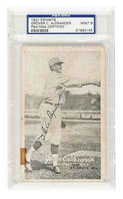 Lot #6616 Grover Cleveland Alexander Signed 1921 Exhibit Card - PSA MINT 9