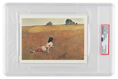 Lot #6403 Andrew Wyeth Signed Postcard of 'Christina's World'