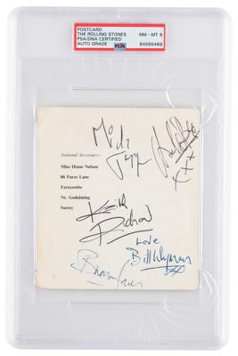 Lot #6485 Rolling Stones Signed Fan Club Card - PSA NM-MT 8