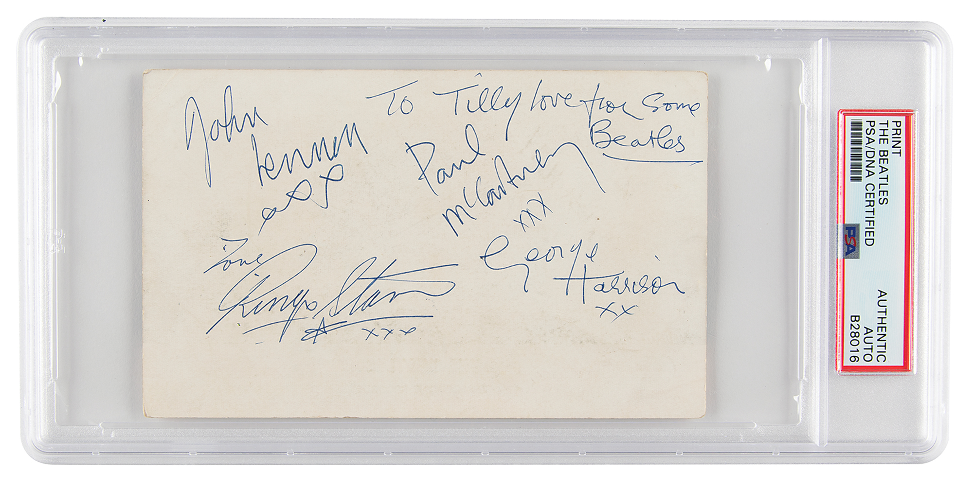 Lot #6472 Beatles Signed Promo Card