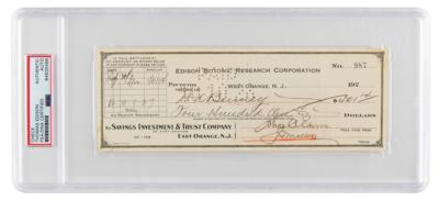 Lot #6112 Thomas Edison Signed Check