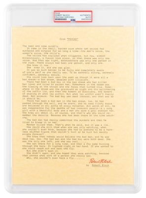 Lot #6448 Robert Bloch Signed Souvenir Typescript for 'Psycho' - Image 1